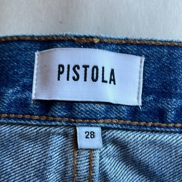 NWT Pistola Distressed Jeans Presley High Roller 28 Blue Denim Straight Fray - Picture 12 of 15